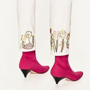 Zara Embellished White Jeans